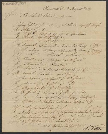 Brief an B. Schott's Söhne : 14.08.1827