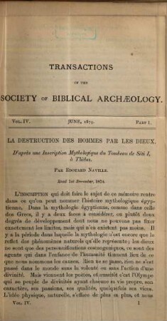 Transactions of the Society of Biblical Archaeology. 4, 4. 1876