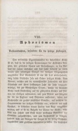 165-176 Aphorismen über Volksandachten, besonders für die heilige Fastenzeit