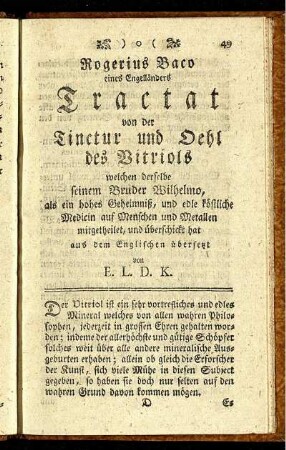 Rogerius Baco eines Engelländers ...