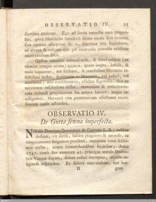 Observatio IV. De Gutta serena imperfecta