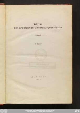 Bd. 2: Abriss der arabischen Litteraturgeschichte