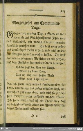 Morgengebet am Communion-Tage