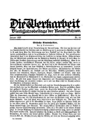 1927: Die Werkarbeit - 1927