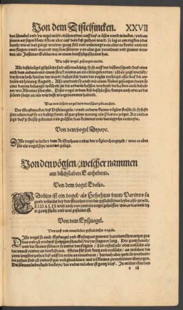 Von den vöglen/ welcher nammen am buchstaben E anhebend.