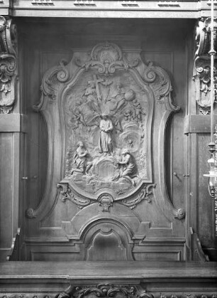 Bank der Bruderschaft mit Reliefbild: Die Erlösung der christlichen Sklaven