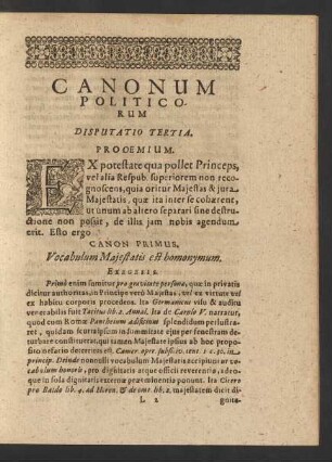 Canon Primus. [bis] Canon Vigesimus Quintus.