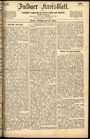 Erste Ausgabe vom Dienstag, den 22. Juni 1880.