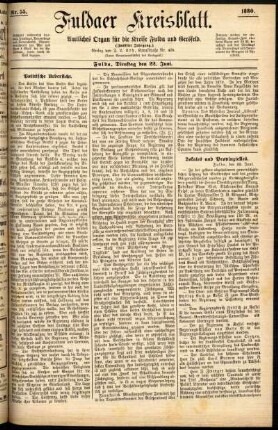 Erste Ausgabe vom Dienstag, den 22. Juni 1880.