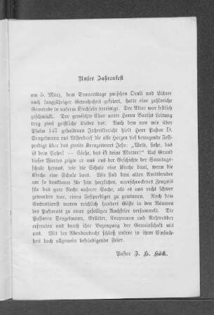 Unser Jahresfest