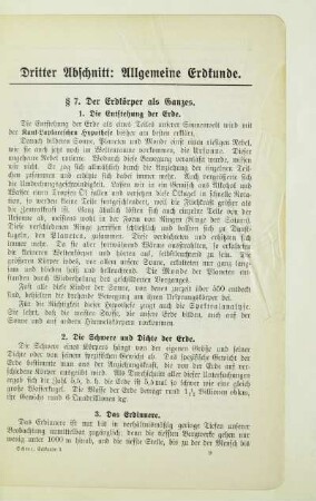 Dritter Abschnitt: Allgemeine Erdkunde
