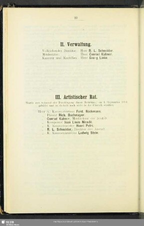 III. Artistischer Rat