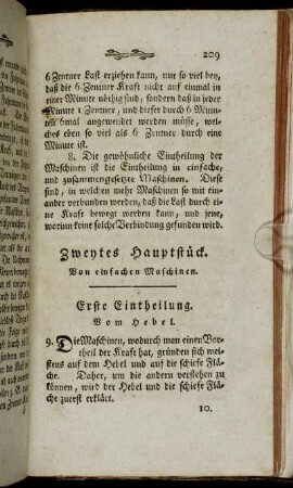 Zweytes Hauptstück. Von einfachen Maschinen.