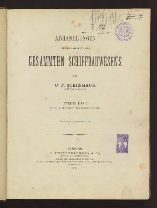 2: Abhandlungen aus dem Gebiete des gesammten Schiffbauwesens