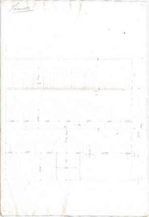 Voit, Johann Michael; Mappe mit Berechnungen und verschiedenen Skizzen - Aufriss