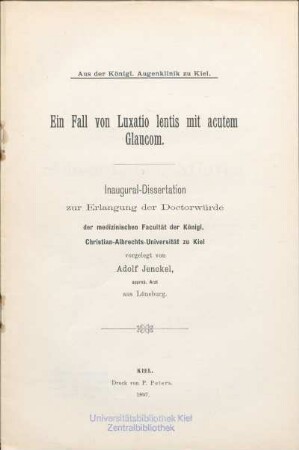 Ein Fall von Luxatio lentis mit acutem Glaucom