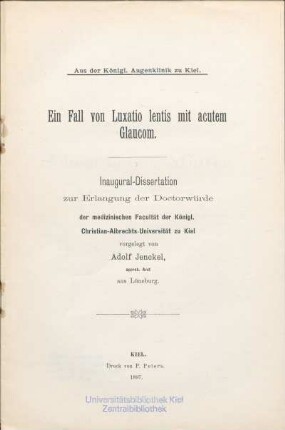 Ein Fall von Luxatio lentis mit acutem Glaucom