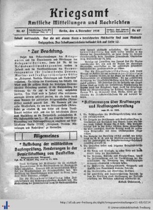 Nr. 67, 04.12.1918