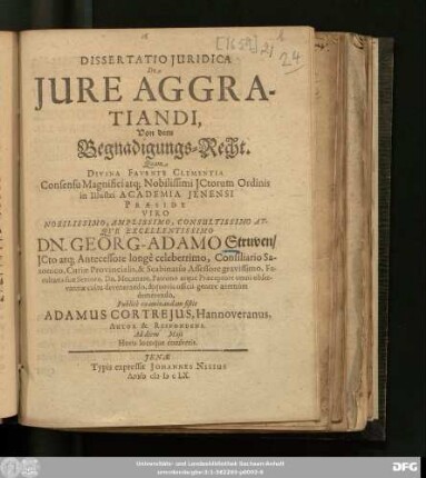 Dissertatio Iuridica De Iure Aggratiandi