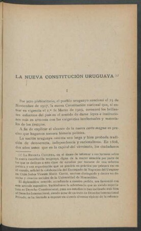 La nueva constitución uruguaya