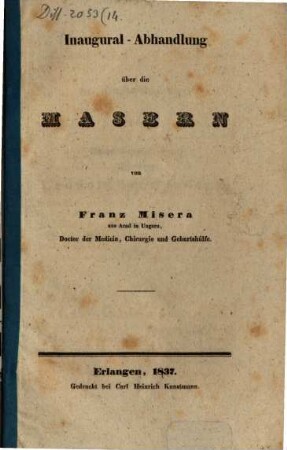 Inaugural-Abhandlung über die Masern
