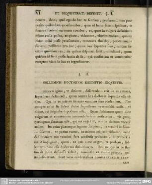 §. II. Sollemnis Doctorum Definitio Sequestri