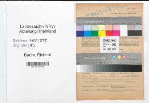 Entnazifizierung Richard Baehr , geb. 12.03.1909 (Polizist)