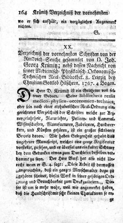 Verzeichniß der vornehmsten Schriften von der Rindvieh-Seuche.