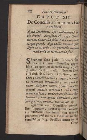 Caput XIII. De Conciliis ac in primis Generalibus.