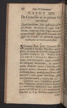 Caput XIII. De Conciliis ac in primis Generalibus.