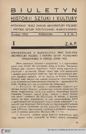 2: Sprawozdanie z badawczych prac Zakładu Architektury Polskiej i Historji Sztuki Politechniki Warzawskiej w okresie letnim 1933