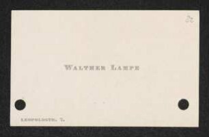 Brief von Walther Lampe an Gerhart Hauptmann