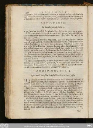 Articulus III. De Beneficiis Ecclesiasticis.