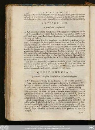 Articulus III. De Beneficiis Ecclesiasticis.