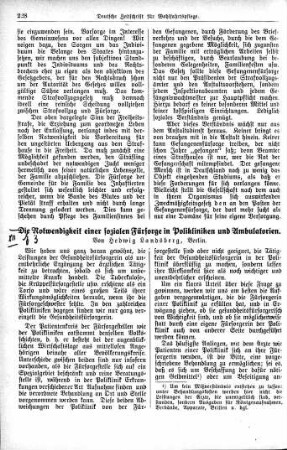 Die Notwendigkeit einer sozialen Fürsorge in Polikliniken und Ambulatorien