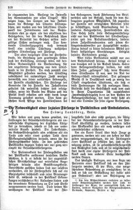 Die Notwendigkeit einer sozialen Fürsorge in Polikliniken und Ambulatorien