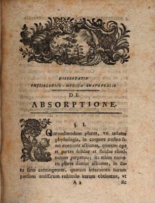 Dissertatio Physiologico-Medica Inavgvralis De Absorptione