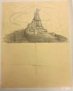 [Bismarckdenkmal mit weisendem Schwertträger]