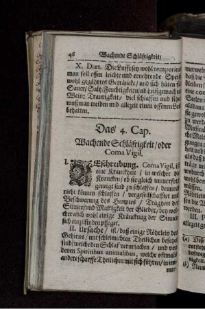 Das 4. Cap. Wachende Schläfrigkeit/ oder Coma Vigil.