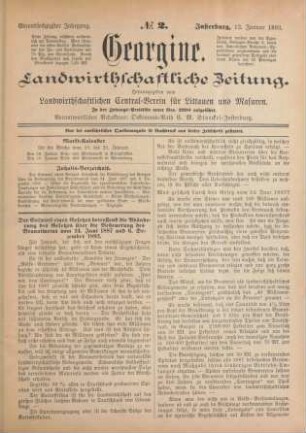 Einundsechzigster Jahrgang. No. 2. Insterburg, 12. Januar 1893.