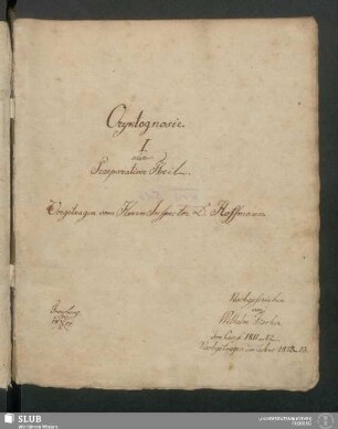 Oryktognosie I. oder Praeparativer Theil - XVII 516 8. : Vorgetragen vom Herrn Inspector D. Hoffmann