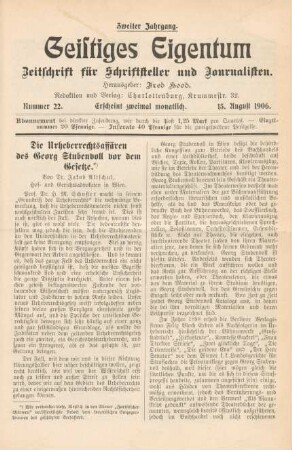Nummer 22 (15. August 1906)