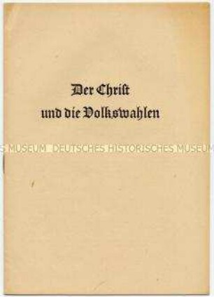 Propagandaschrift der Nationalen Front zur Volkskammerwahl 1954 mit Aufrufen von Amtsträgern der evangelischen Kirche