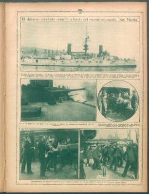 El doloroso accidente ocurrido a bordo del crucero acorazado "San Martín"
