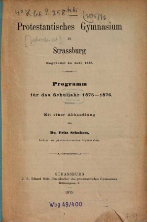 Programm : auf d. Schuljahr .... 1875/76