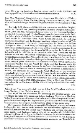 Moltmann, Bodo Hans :: Geschichte der deutschen Handelsschiffahrt, bearb. von Walter Kresse, (Veröffentlichungen der Wirtschaftsgeschichtlichen Forschungsstelle e.V., 43) : Hamburg, Verlag Hanseatischer Merkur, 1981