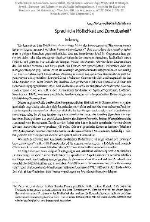 Sprachliche Höflichkeit und Zumutbarkeit