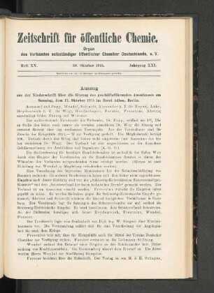 Heft XX. 30. Oktober 1915.