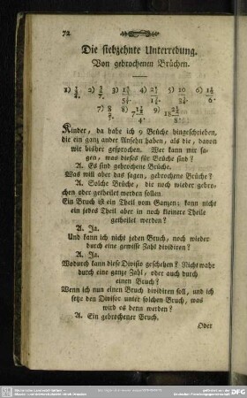 Die siebzehnte Unterredung. Von gebrochenen Brüchen