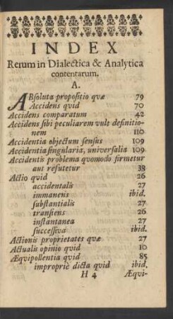 Index Rerum in Dialectica & Analytica contentarum